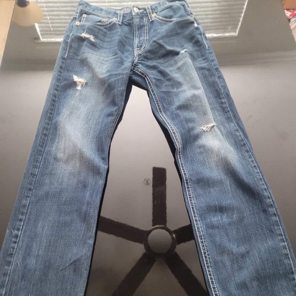American Eagle Men's Distressed Relaxed Straight Denim Jeans Size 30x30